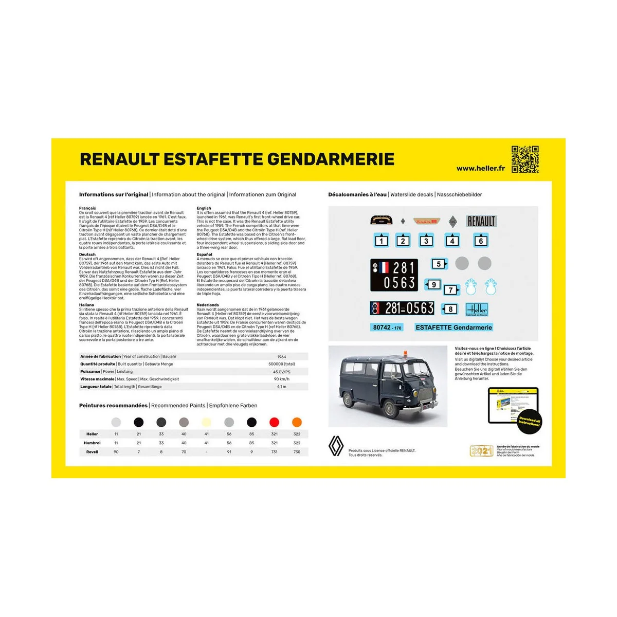 STARTER KIT Renault Estafette Gendarmerie - Heller 56742