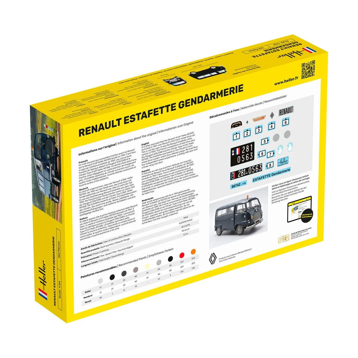 STARTER KIT Renault Estafette Gendarmerie, 1/24 - Heller 56742