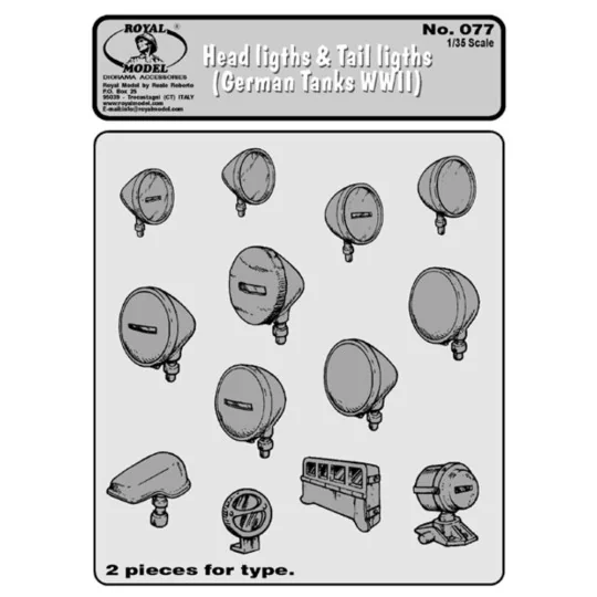 Head lights-tails light (German tanks), 1/35 - Royal Model RM077