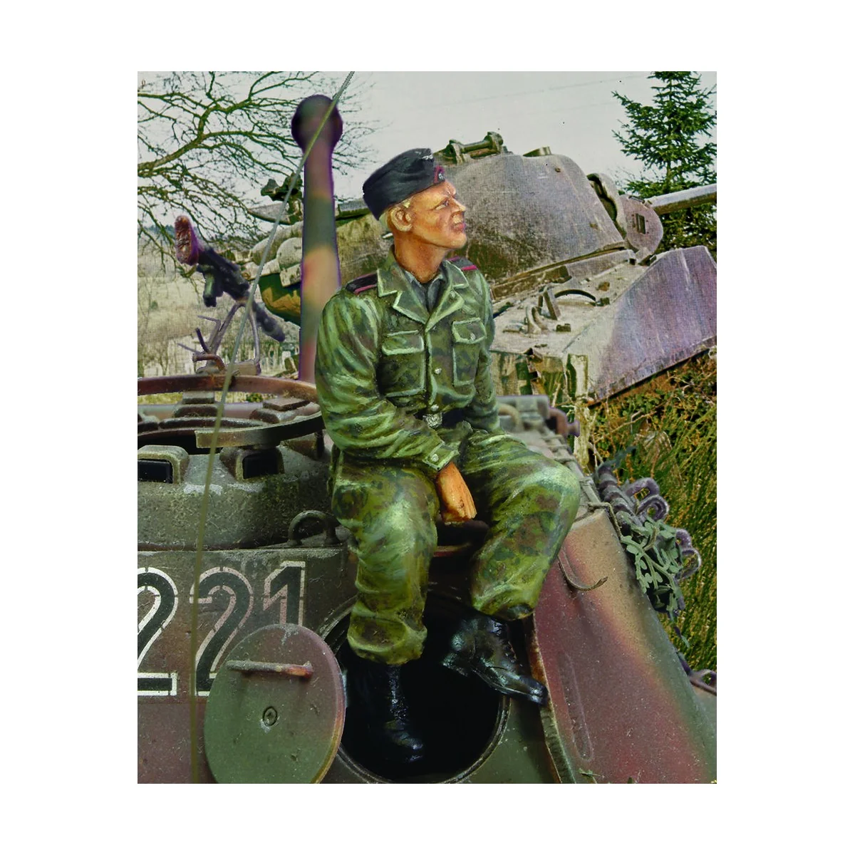 Waffen SS tanker sitting on turret-WWII - Royal Model RM156