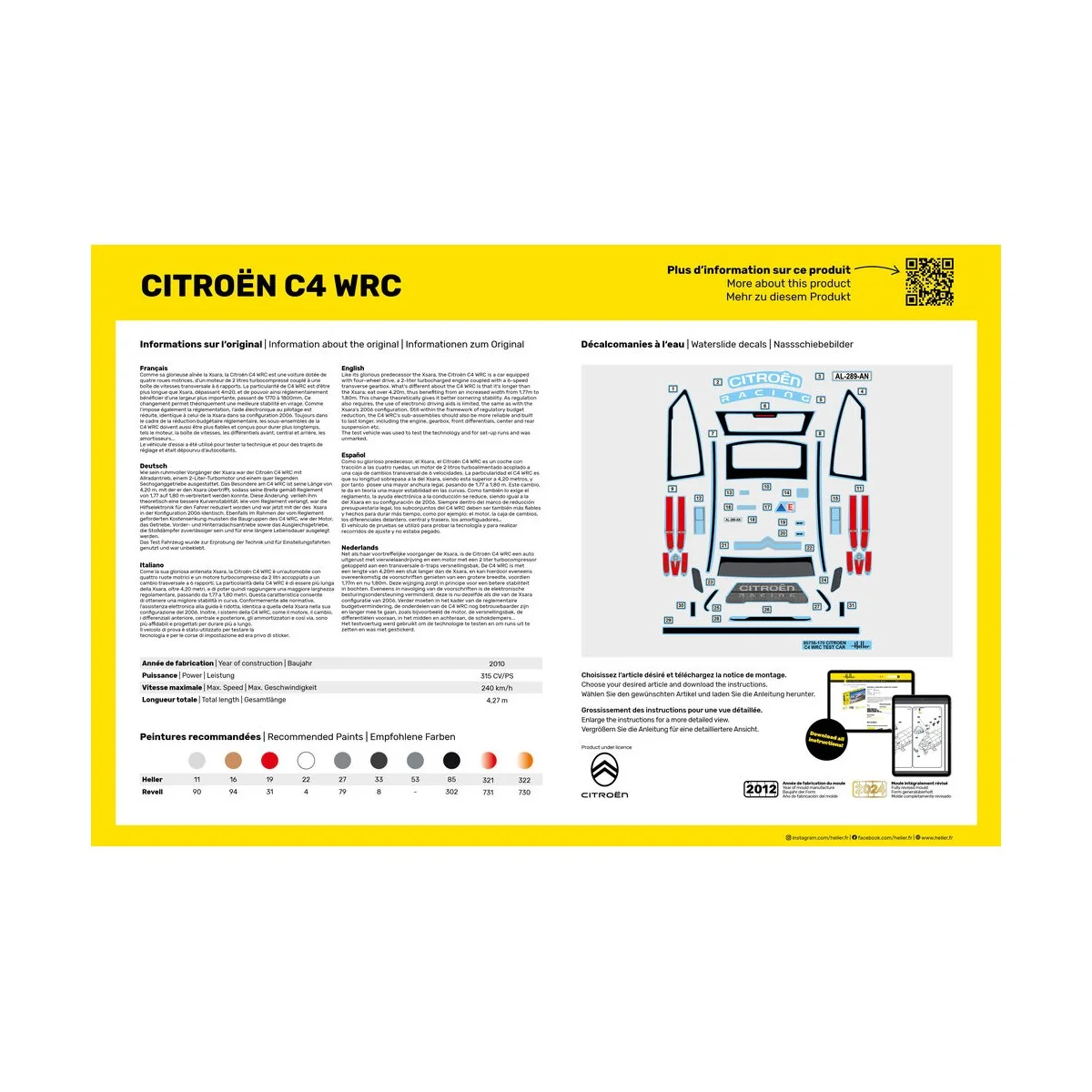 STARTER KIT Citroen C4 WRC, 1/24 - Heller 56756 STARTER KIT Citroen C4 WRC, 1/24 - Heller 56756