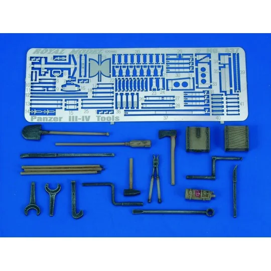 Pz. III-IV Tools & Holders-WWII, 1/35 - Royal Model RM437