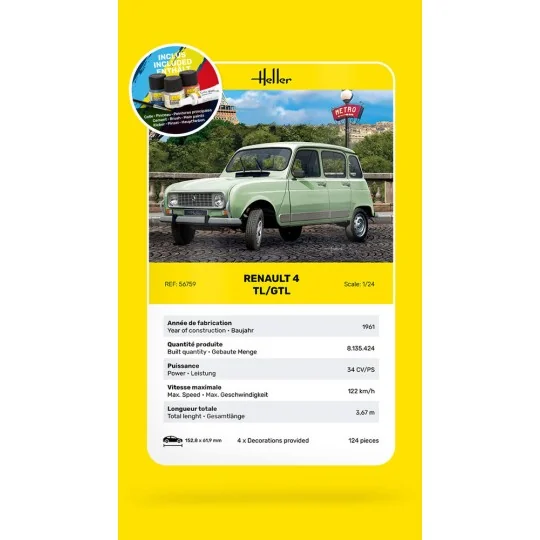 STARTER KIT Renault 4TL/GTL, 1/24 - Heller 56759 STARTER KIT Renault 4TL/GTL, 1/24 - Heller 56759