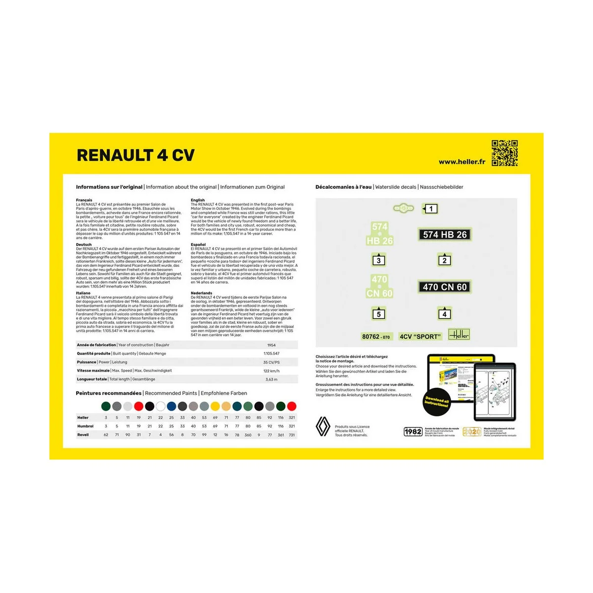 STARTER KIT Renault 4 CV, 1/24 - Heller 56762 STARTER KIT Renault 4 CV, 1/24 - Heller 56762