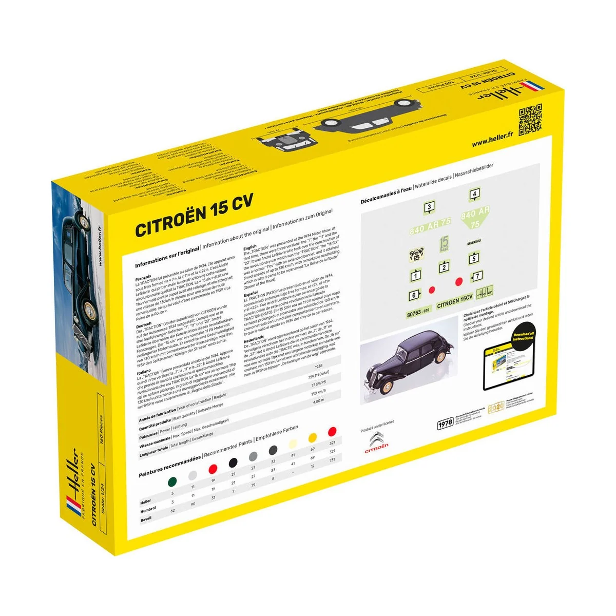 STARTER KIT Citroen 15 CV, 1/24 - Heller 56763 STARTER KIT Citroen 15 CV, 1/24 - Heller 56763