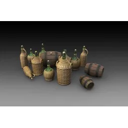 Wicker Bottles Demijohn Glass and small barrels - Royal Model RM786