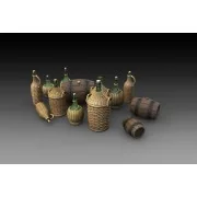 Wicker Bottles Demijohn Glass and small barrels - Royal Model RM786