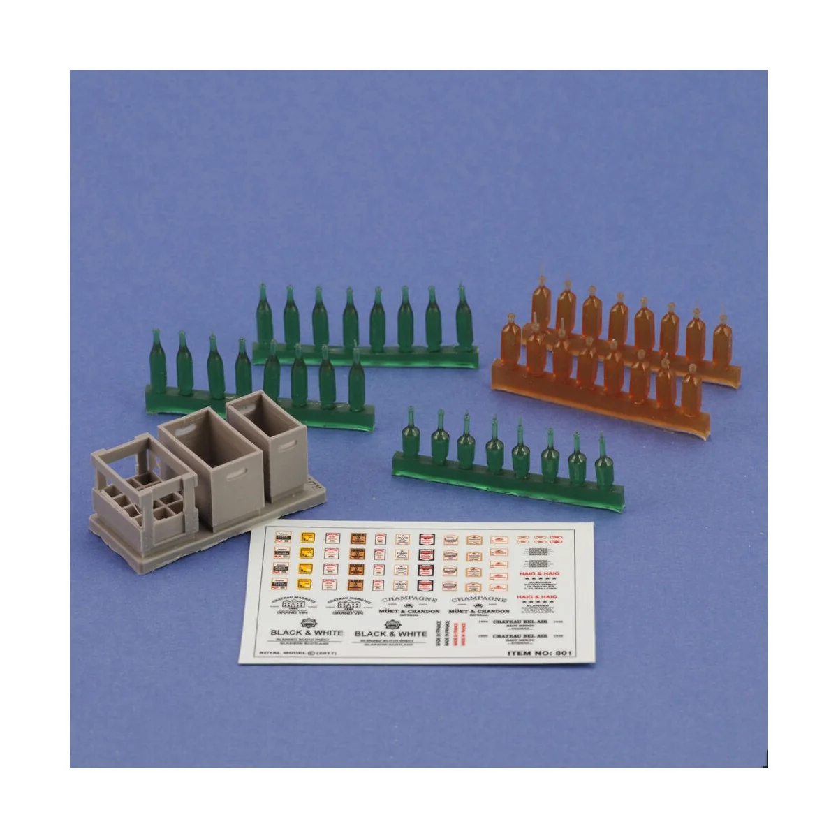 Champagne, cognac e wine bottles with crates, 1/35 - Royal Model RM801