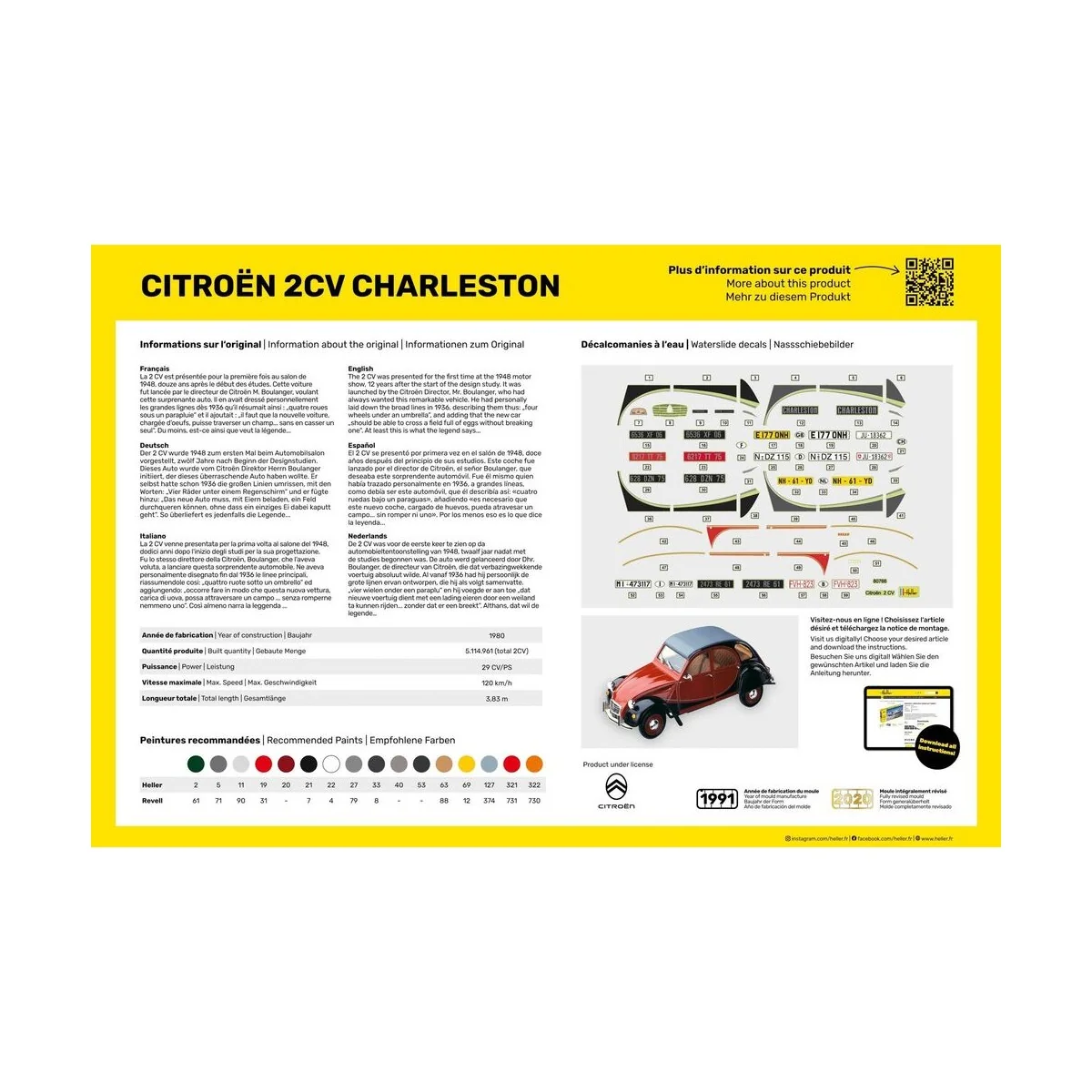 STARTER KIT Citroen 2CV Charleston, 1/24 - Heller 56766 STARTER KIT Citroen 2CV Charleston, 1/24 - Heller 56766