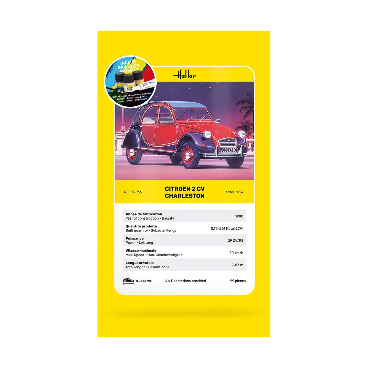 STARTER KIT Citroen 2CV Charleston, 1/24 - Heller 56766 STARTER KIT Citroen 2CV Charleston, 1/24 - Heller 56766