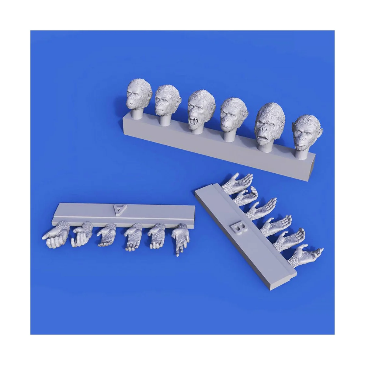 Apes Heads & Hands set, 1/35 - Royal Model RM833