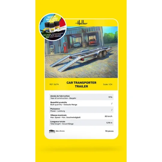 STARTER KIT Car Transporter Trailer, 1/24 - Heller 56774 STARTER KIT Car Transporter Trailer, 1/24 - Heller 56774