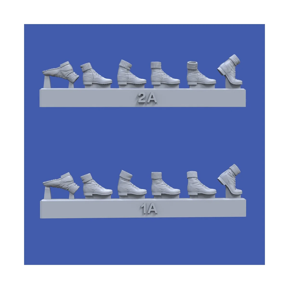 German DAK boots-assorted positions-WWII, 1/35 - Royal Model RM995