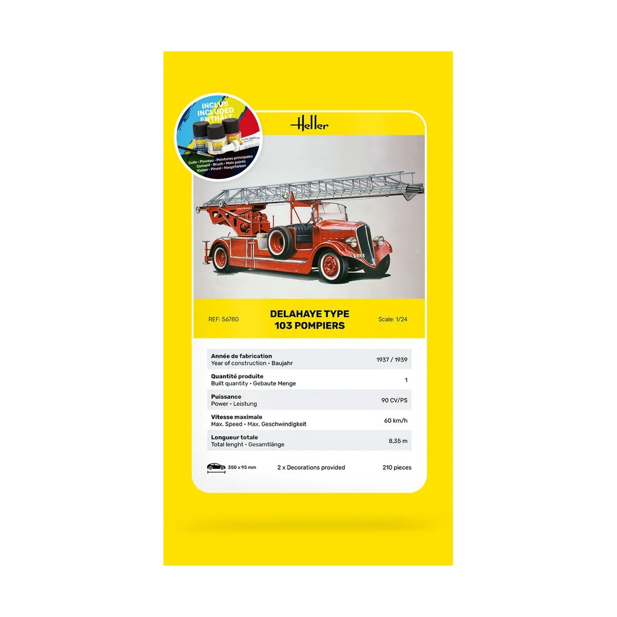 STARTER KIT Delahaye Type 103 Pompiers, 1/24 - Heller 56780