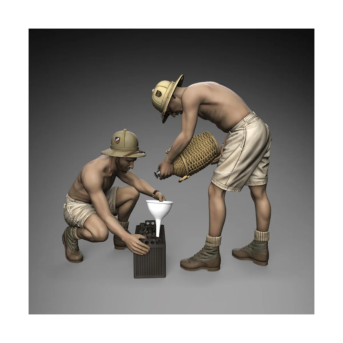 German DAK soldiers battery maintenance, 1/35 - Royal Model RM1083