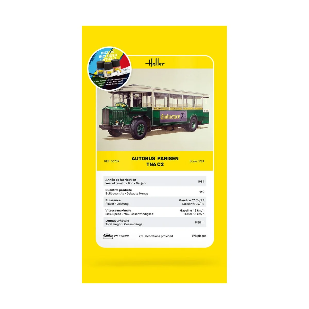 STARTER KIT Autobus TN6 C2, 1/24 - Heller 56789 STARTER KIT Autobus TN6 C2, 1/24 - Heller 56789