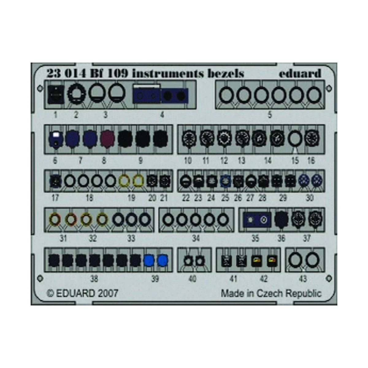 Bf 109 instruments bezels - Eduard Accessories 23014