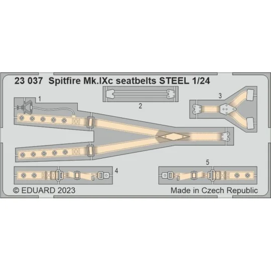 Spitfire Mk.IXc seatbelts STEEL 1/24 AIRFIX, 1/24 - Eduard Accessor...