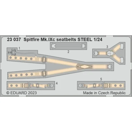 Spitfire Mk.IXc seatbelts STEEL 1/24 AIRFIX, 1/24 - Eduard Accessor...
