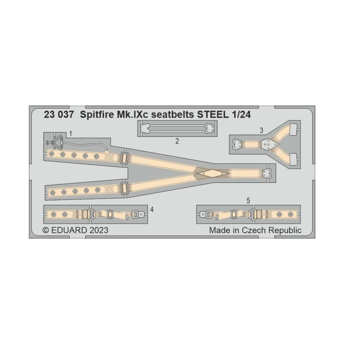 Spitfire Mk.IXc seatbelts STEEL 1/24 AIRFIX, 1/24 - Eduard Accessor...