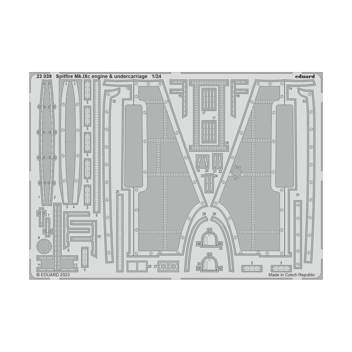Spitfire Mk.IXc engine & undercarriage 1/24 AIRFIX, 1/24 - Eduard A...