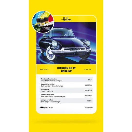 STARTER KIT Citroen DS 19, 1/16 - Heller 56795