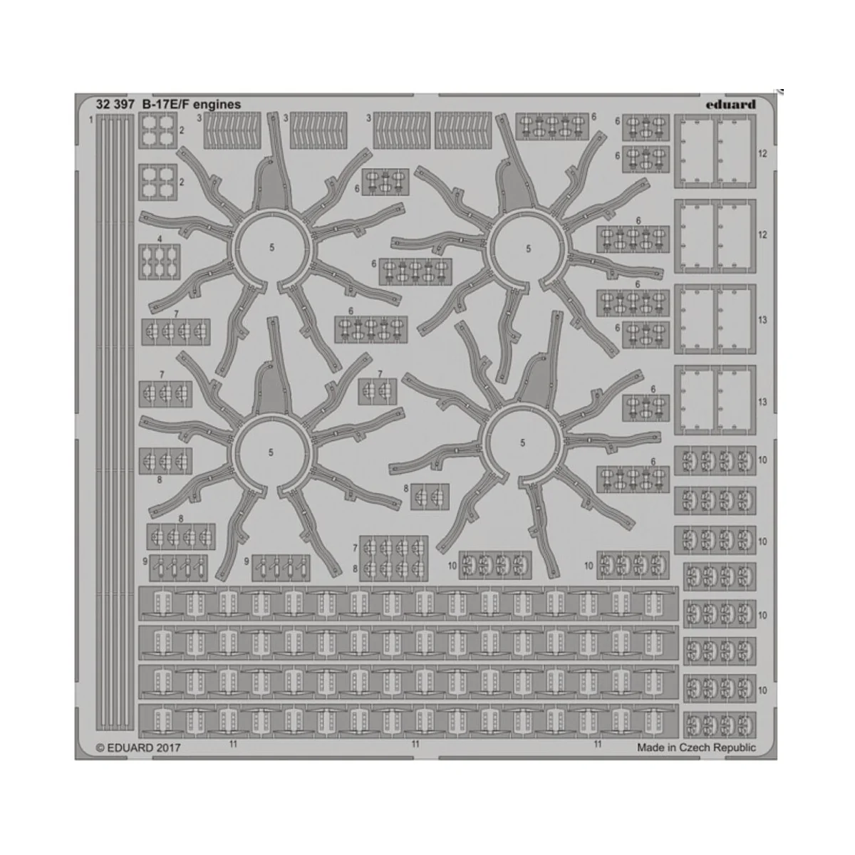 B-17E/F engines for HKM, 1/32 - Eduard Accessories 32397 B-17E/F engines for HKM, 1/32 - Eduard Accessories 32397