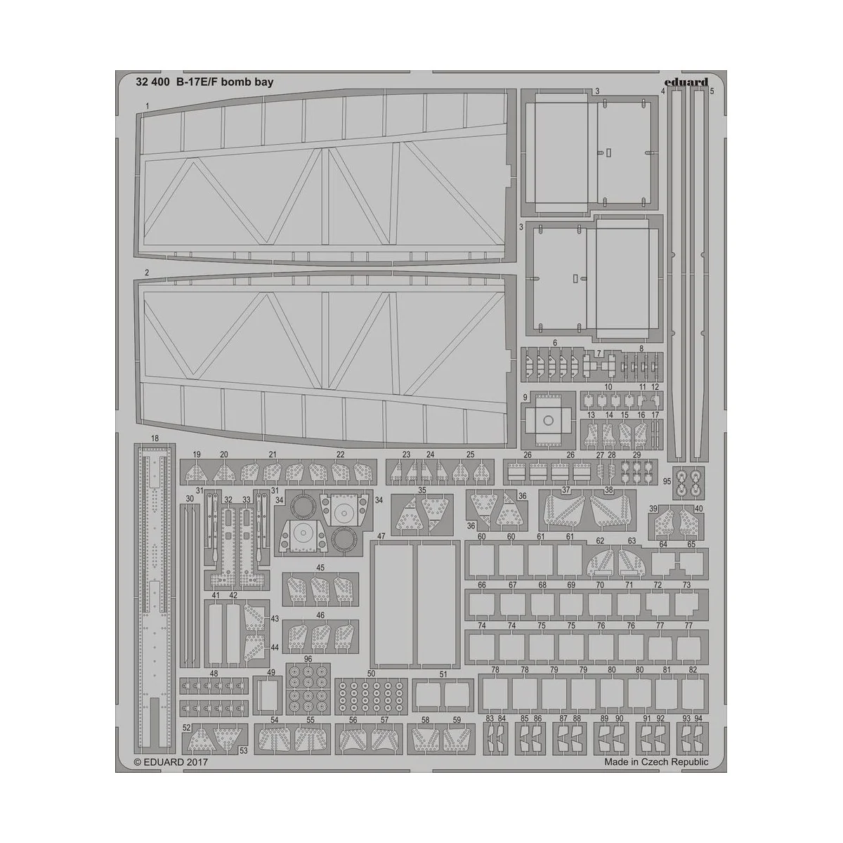 B-17E/F bomb bay for HKM, 1/32 - Eduard Accessories 32400 B-17E/F bomb bay for HKM, 1/32 - Eduard Accessories 32400