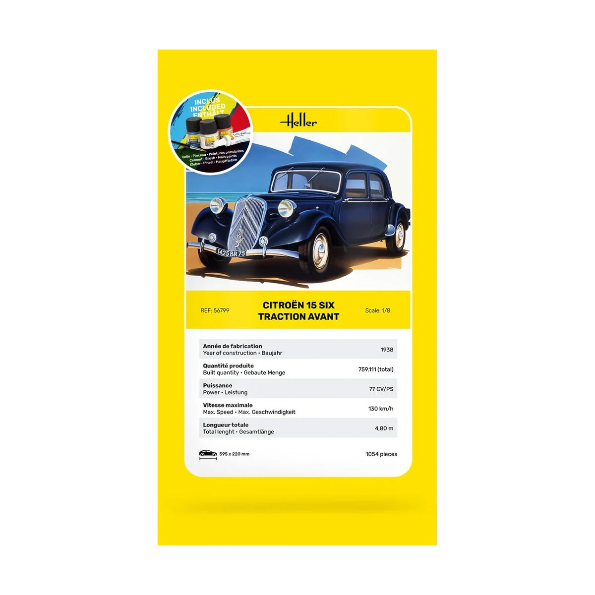 STARTER KIT Citroen 15 SIX Traction Avant, 1/8 - Heller 56799