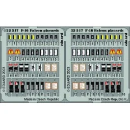 F-16 Falcon Placards für Hasegawa Bausatz, 1/32 - Eduard Accessorie...