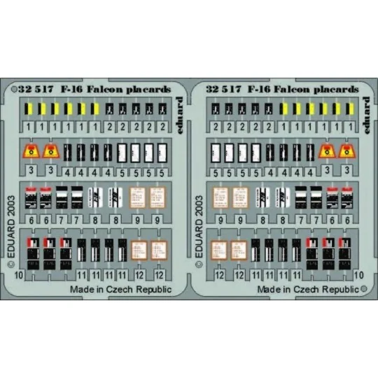 F-16 Falcon Placards für Hasegawa Bausatz - Eduard Accessories 32517