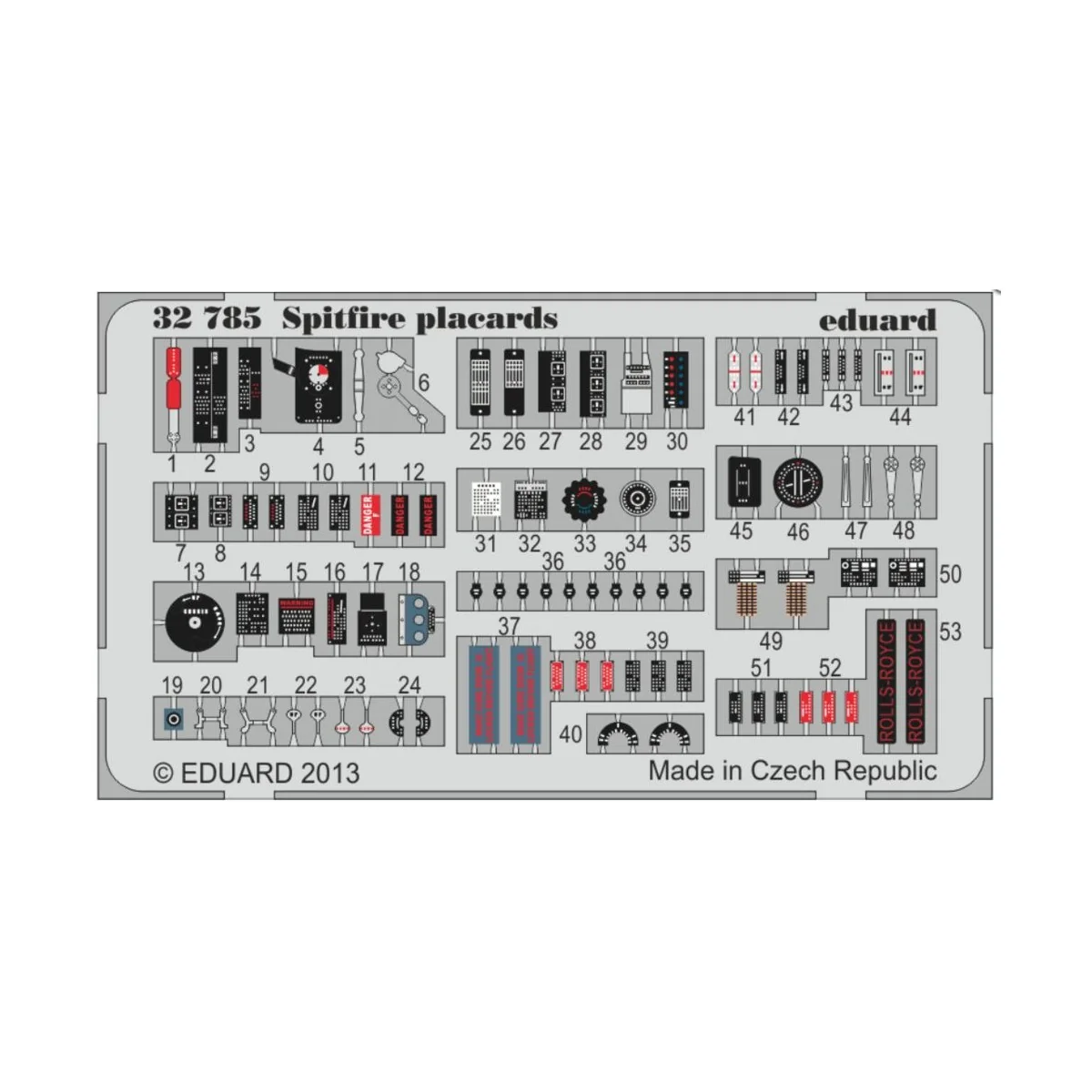 Spitfire placards - Eduard Accessories 32785
