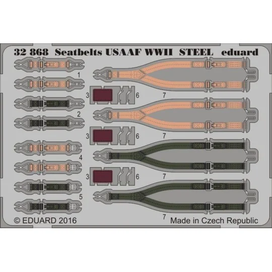 Seatbelts USAAF WWII STEEL - Eduard Accessories 32868