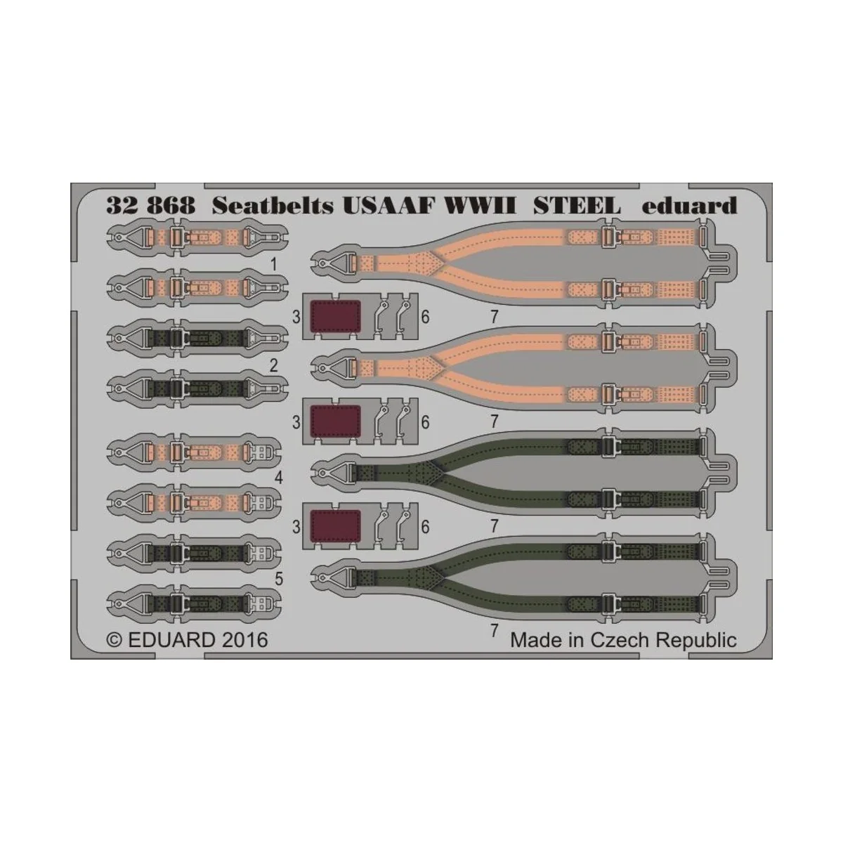 Seatbelts USAAF WWII STEEL, 1/32 - Eduard Accessories 32868