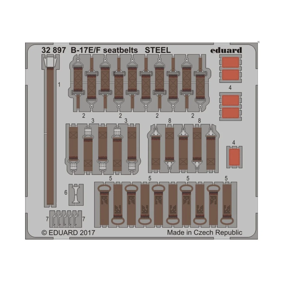 B-17E/F seatbelts STEEL for HKM, 1/32 - Eduard Accessories 32897