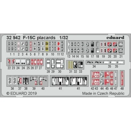 F-15C placards for Tamiya, 1/32 - Eduard Accessories 32942