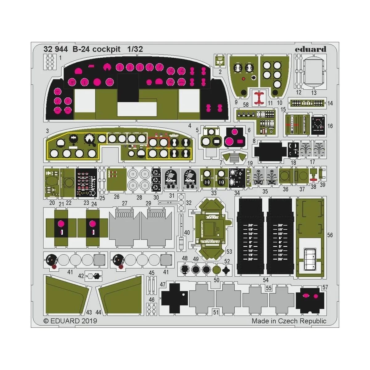 B-24 cockpit for Hobby Boss, 1/32 - Eduard Accessories 32944