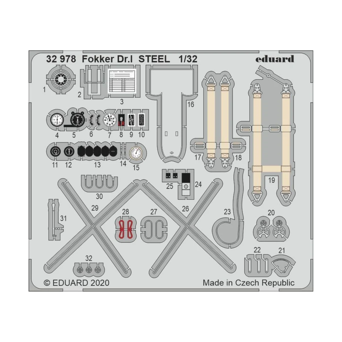 Fokker Dr.I STEEL for Meng - Eduard Accessories 32978