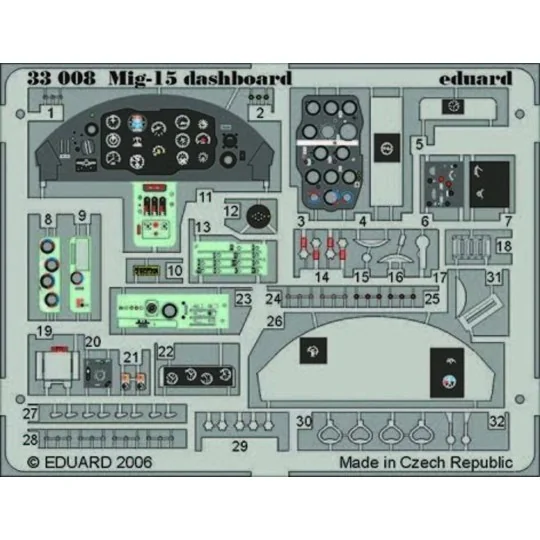 Mig-15 dashboard, 1/32 - Eduard Accessories 33008