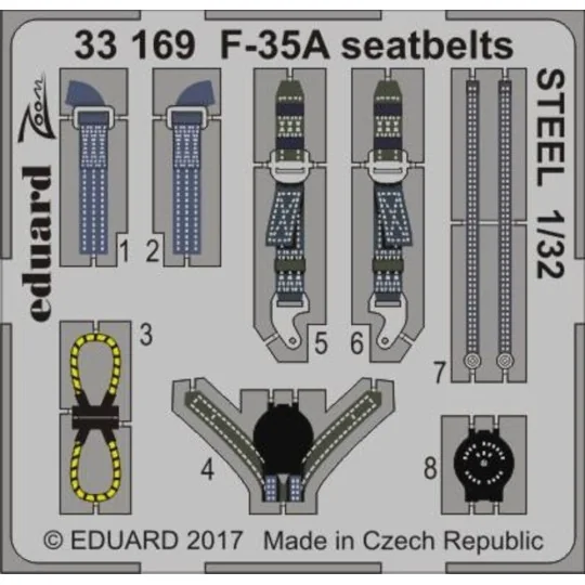 F-35A seatbelts STEEL for Italeri, 1/32 - Eduard Accessories 33169