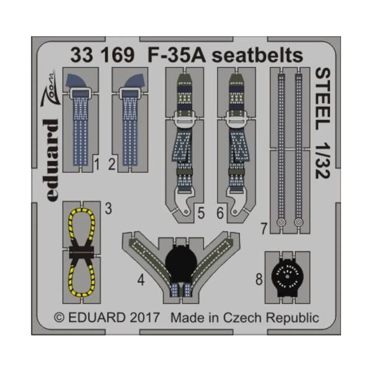 F-35A seatbelts STEEL for Italeri, 1/32 - Eduard Accessories 33169