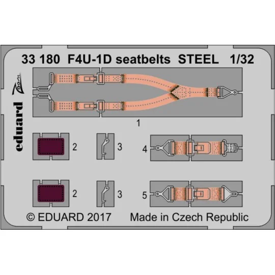 F4U-1D seatbelts STEEL for Tamiya, 1/32 - Eduard Accessories 33180
