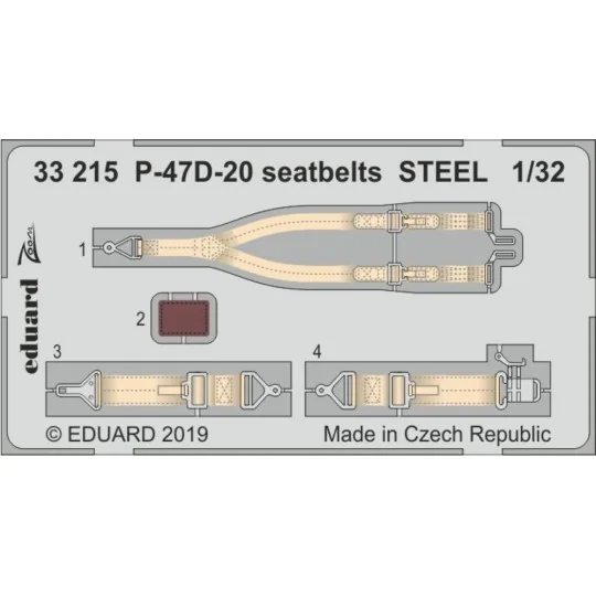 P-47D-20 seatbelts STEEL for Trumpeter, 1/32 - Eduard Accessories 3...