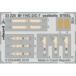 Bf 110C-2/C-7 seatbelts STEEL for Revell, 1/32 - Eduard Accessories...