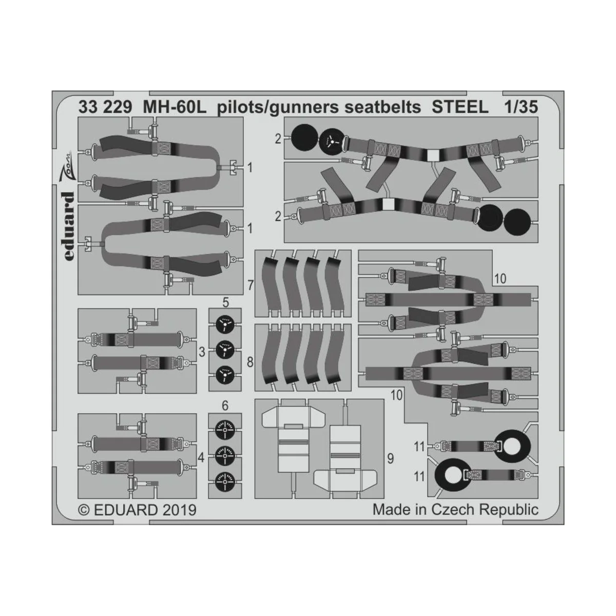 MH-60L pilots/gunners seatbelts STEEL for Kitty Hawk, 1/35 - Eduard...