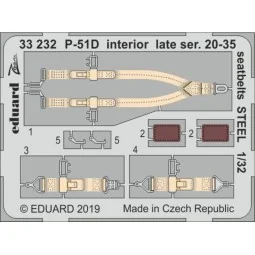 P-51D interior late ser. 20-35 seatbelts STEEL f.Tamiya, 1/32 - Edu...