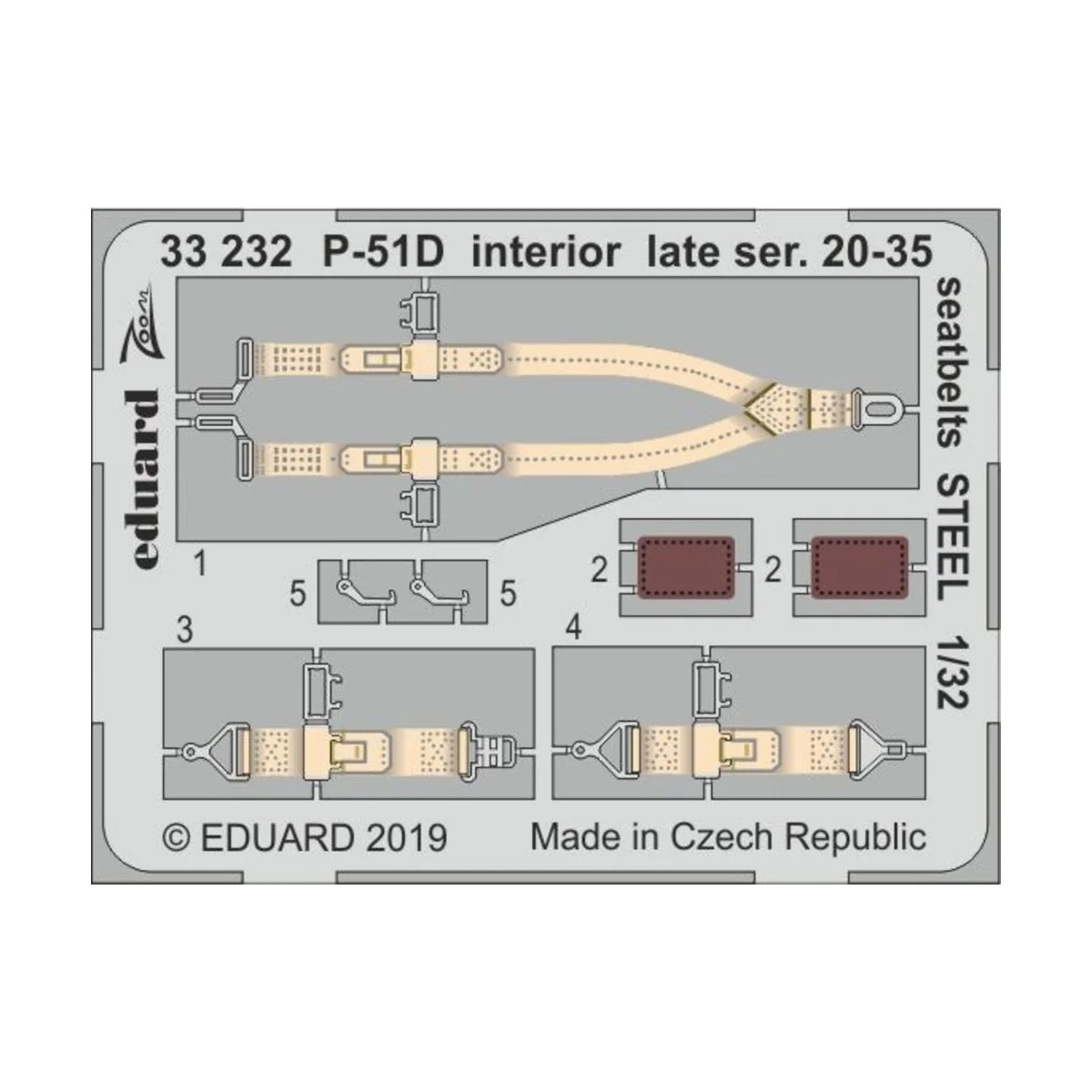 P-51D interior late ser. 20-35 seatbelts STEEL f.Tamiya - Eduard Ac...