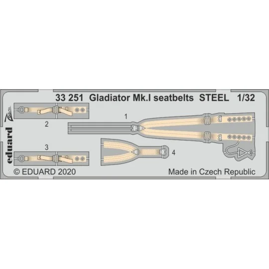 Gladiator Mk.I seatbelts STEEL for ICM, 1/32 - Eduard Accessories 3... Gladiator Mk.I seatbelts STEEL for ICM, 1/32 - Eduard Accessories 3...