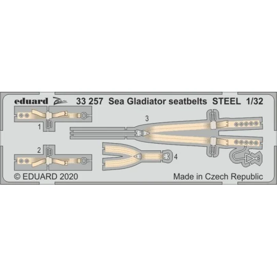 Sea Gladiator seatbelts STEEL for ICM, 1/32 - Eduard Accessories 33257
