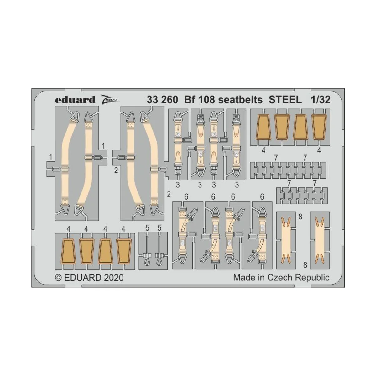 Bf 108 seatbelts STEEL for Eduard, 1/32 - Eduard Accessories 33260